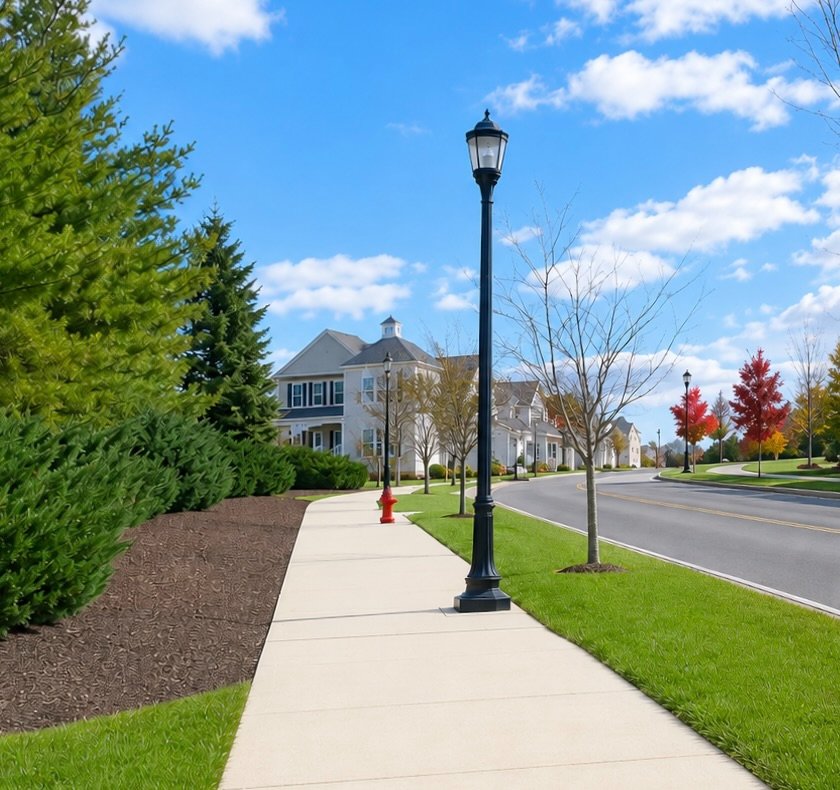 Tree-lined community walkway
